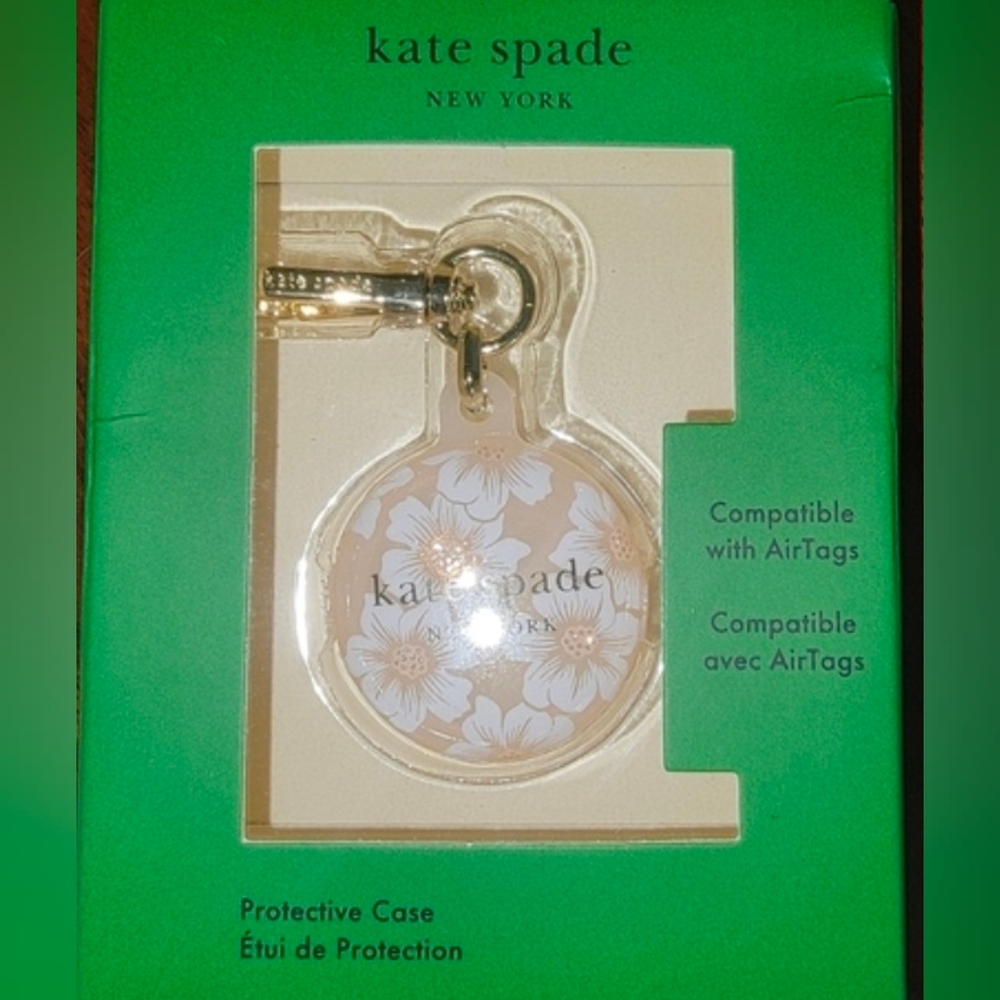 Kate Spade Floral AirTag Case With Gold Keychain Clip